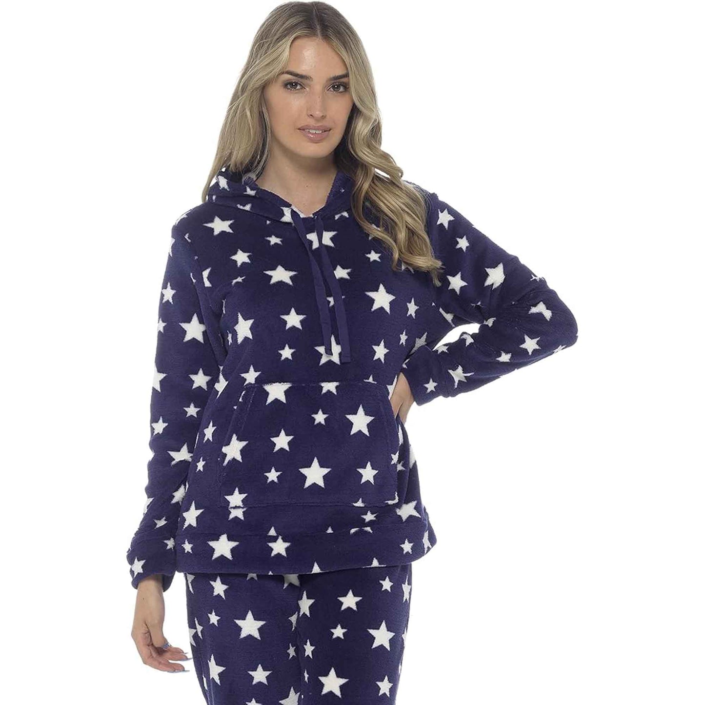 Women's Ultra-Soft Plush Fleece Hooded Pyjama Set with Star Design Cozy Nightwear Stretchable Loungewear Ideal Gift Multiple Sizes and Colors by Daisy Dreamer