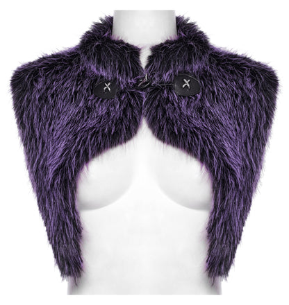 Punk Rave Lilith Gradient Devil Fur Shawl  In Violet
