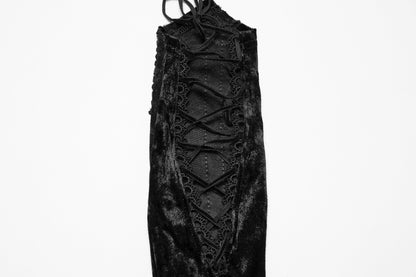 Punk Rave Selene Embroidered Velvet Gloves in Black