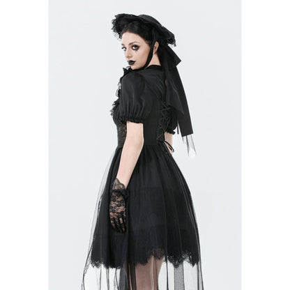 Dark in Love Ebon Rose High-Low Mesh & Lace Goth Dress
