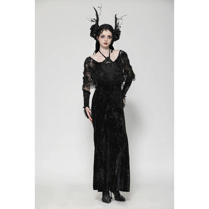 Dark in Love Alazne Dark Rose Embroidered Layered Mermaid Maxi Dress