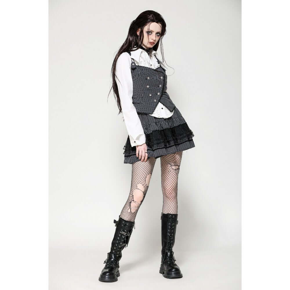 Dark in Love Gwyneth Dark Striped Corporate Goth Vest