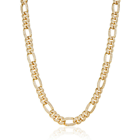 Iced Figaro Chain (Gold) 10mm