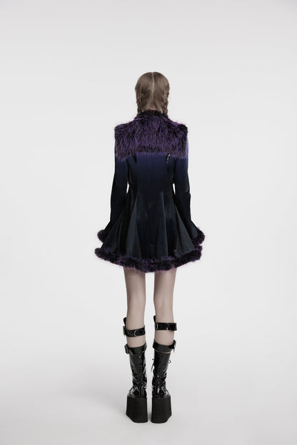 Punk Rave Lilith Gradient Devil Fur Shawl  In Violet