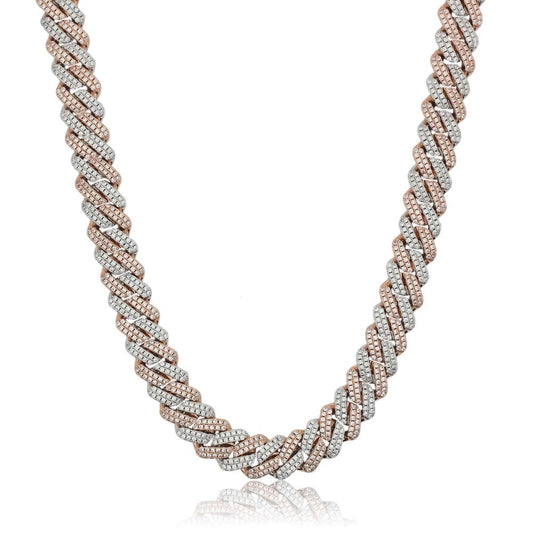 Iced Cuban Prong Chain (Two Tone) 12mm