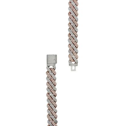 Iced Cuban Prong Chain (Two Tone) 12mm