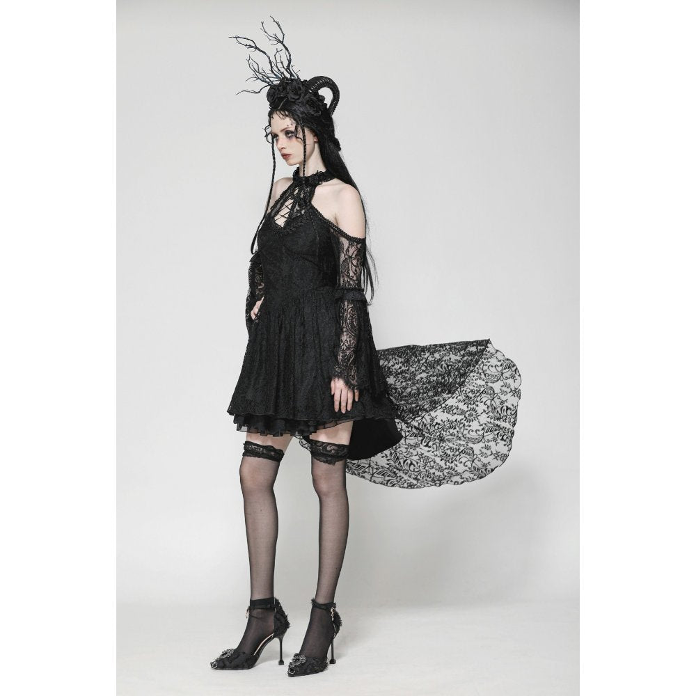 Dark in Love Gem Gothic Vine Lace Tail Dress