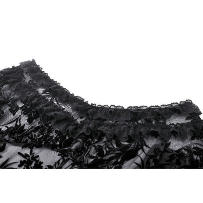 Dark in Love Bluebell Goth Off-Shoulder Velvet Lace Top