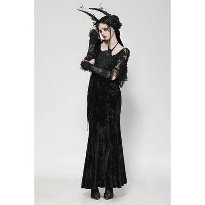 Dark in Love Alazne Dark Rose Embroidered Layered Mermaid Maxi Dress