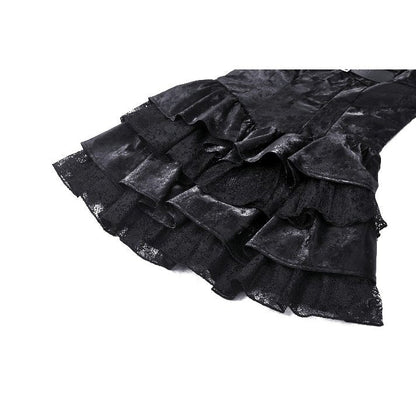 Dark in Love Harriet Punk Shiny PU Leather Layered Dress