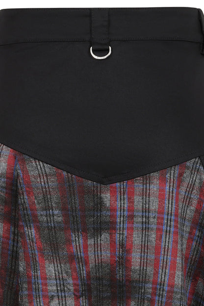 Banned Apparel Morrigan Goth Asymmetric Tartan Skirt in Red