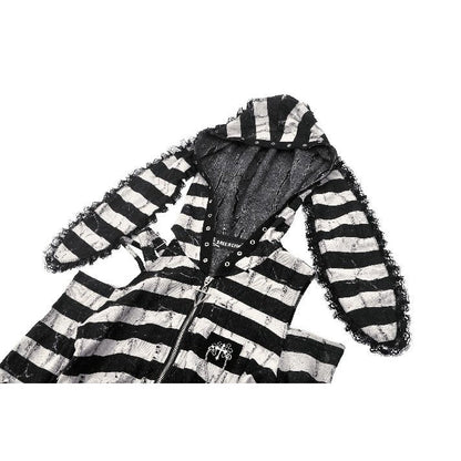 Dark in Love Xianne Prison Bunny Striped Crop Top