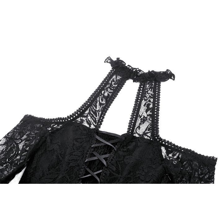 Dark in Love Gem Gothic Vine Lace Tail Dress