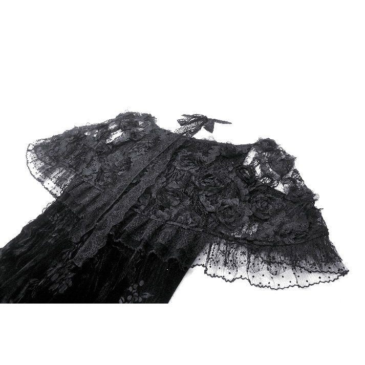 Dark in Love Alazne Dark Rose Embroidered Layered Mermaid Maxi Dress