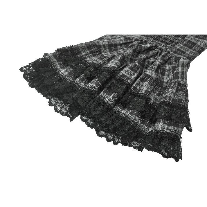 Dark in Love Ida Punk Grey Tartan Metal Studded Dress
