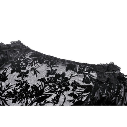 Dark in Love Bluebell Goth Off-Shoulder Velvet Lace Top