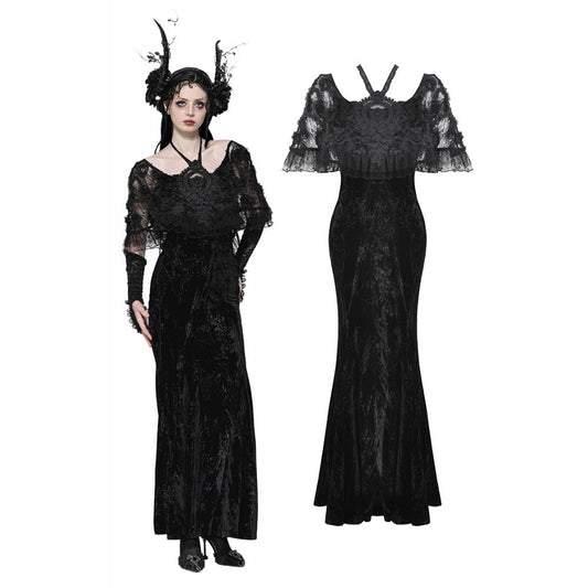 Dark in Love Alazne Dark Rose Embroidered Layered Mermaid Maxi Dress