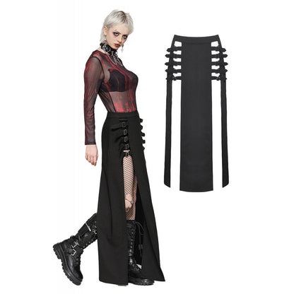 Dark in Love Phoenix Black Slit Metal Long Skirt