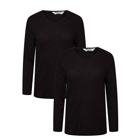 2-Pack Women's Thermal Long Sleeve Tops Base Layer Insulated Warm Underwear for Outdoor Sports Running Hiking Cold Weather Workwear by Heatwave Thermalwear