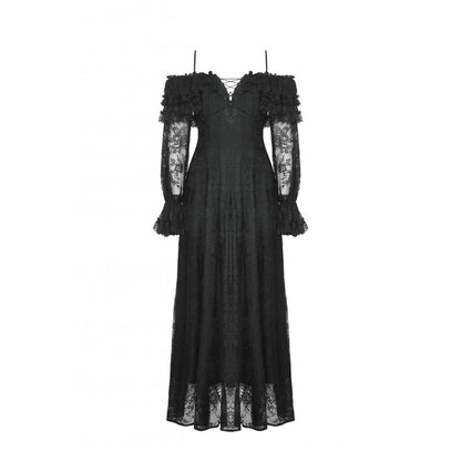 Dark in Love Cosette Elegant Gothic Off-Shoulder Ruffle Maxi Dress