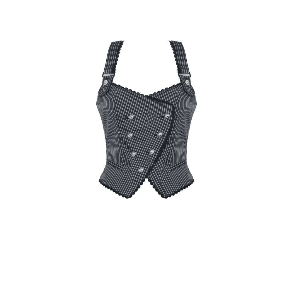 Dark in Love Gwyneth Dark Striped Corporate Goth Vest