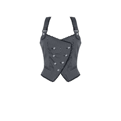 Dark in Love Gwyneth Dark Striped Corporate Goth Vest