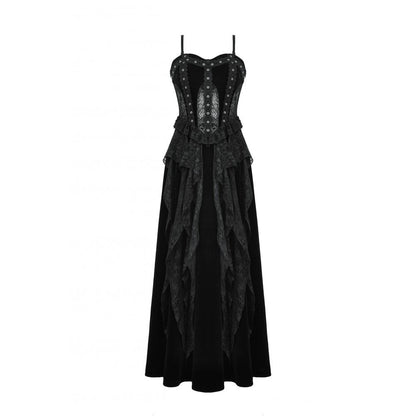 Dark in Love Fia Romantic Gothic Hollow Waist Maxi Dress