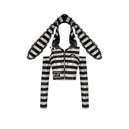 Dark in Love Xianne Prison Bunny Striped Crop Top