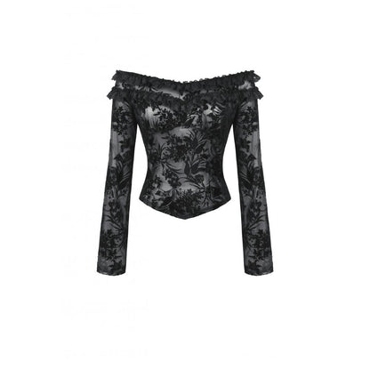 Dark in Love Bluebell Goth Off-Shoulder Velvet Lace Top