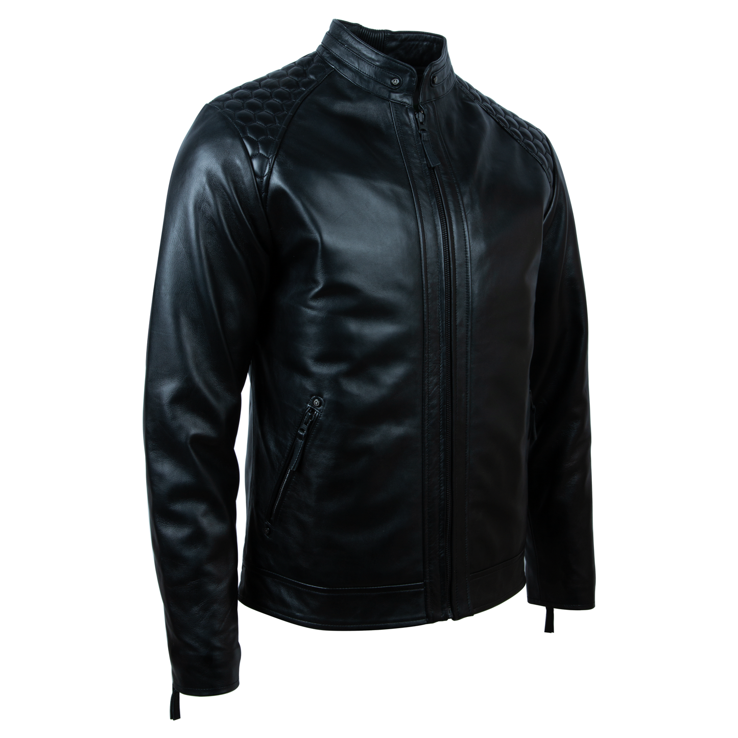 K0B4 Men’s Hex Honeycomb Biker Jacket - Black