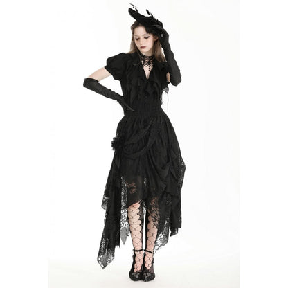 Dark in Love Abella Distressed Lace Midi Skirt