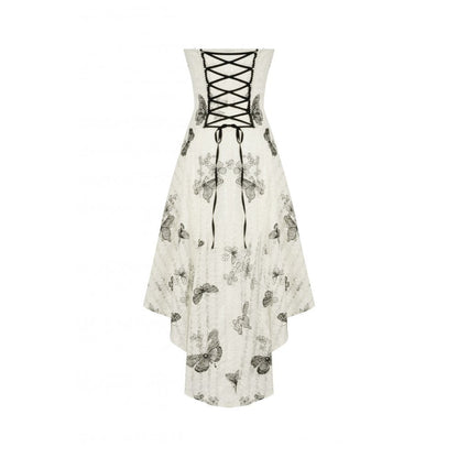 Dark in Love Zosia Punk Gothic Black Butterfly Embroidered Lace Beige Dress