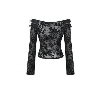 Dark in Love Bluebell Goth Off-Shoulder Velvet Lace Top
