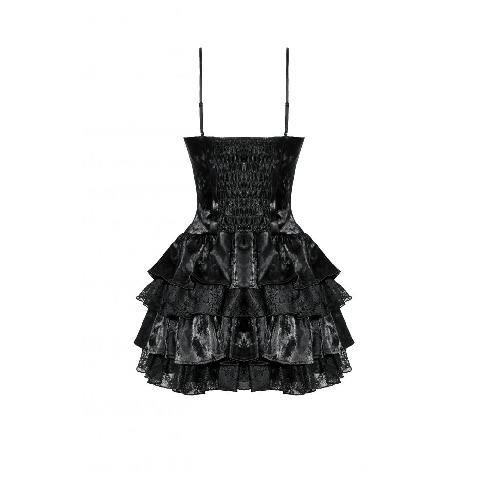 Dark in Love Harriet Punk Shiny PU Leather Layered Dress