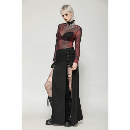 Dark in Love Phoenix Black Slit Metal Long Skirt