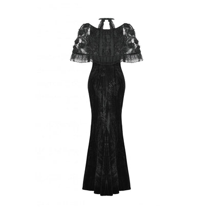 Dark in Love Alazne Dark Rose Embroidered Layered Mermaid Maxi Dress