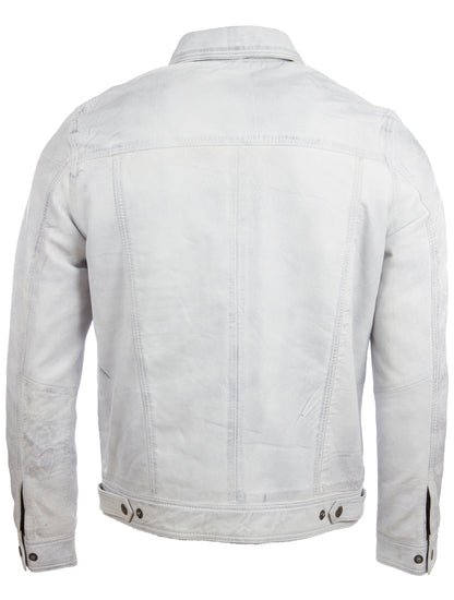 AGQ5 Men's Trucker Harrington Jacket - Dirty White