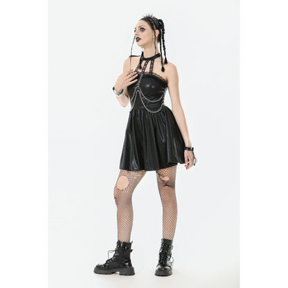 Dark in Love Valentina Red Velvet Mesh Panel Goth Dress
