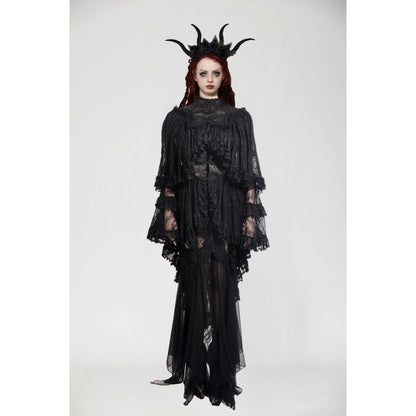 Dark in Love Zuri Vintage Lace Cape with Flowing Sleeves