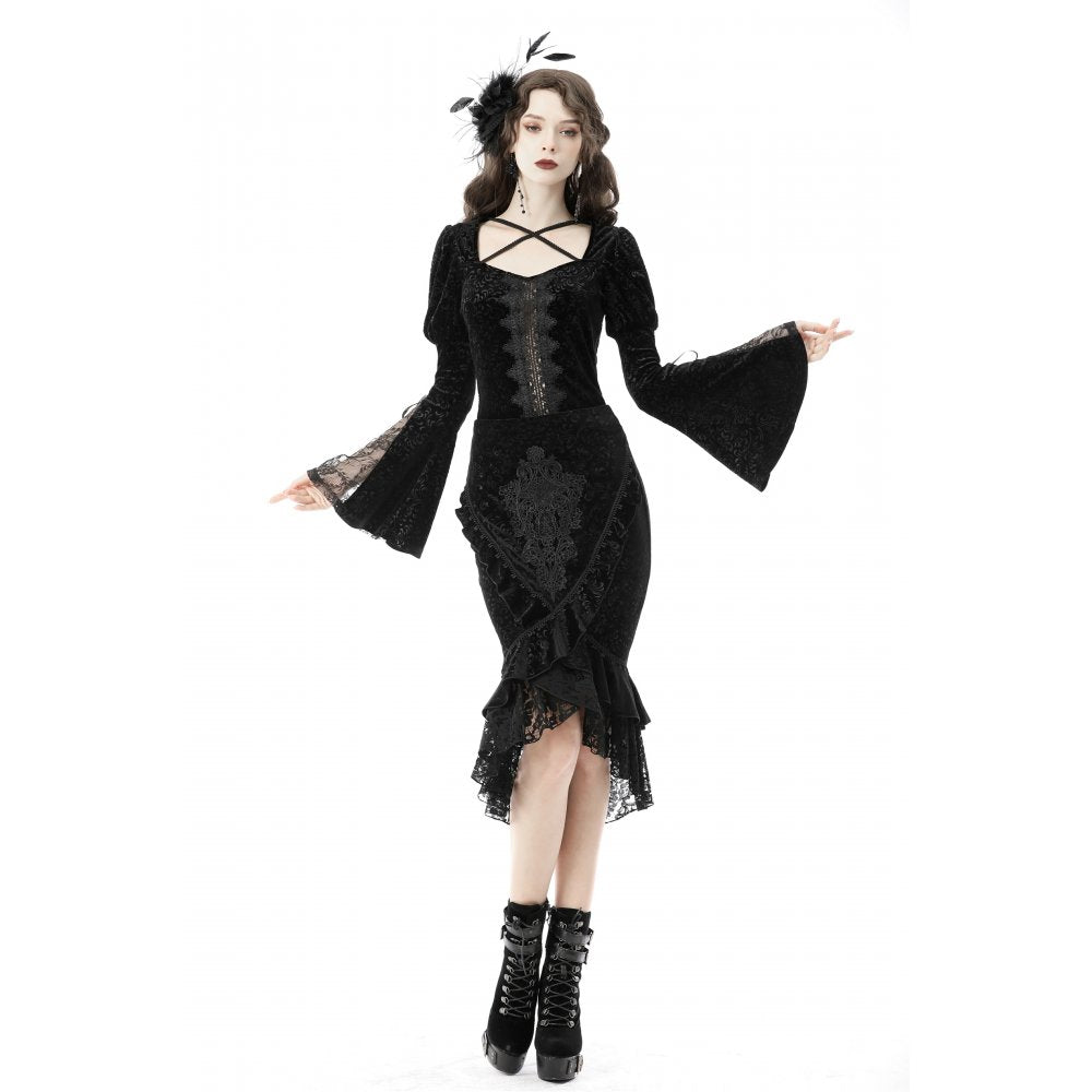 Dark In Love Zira Velvet Fishtail Skirt