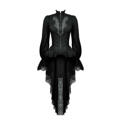 Dark in Love Felicity Gothic Lacey Zip Up Tailcoat Shirt