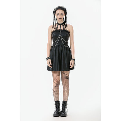 Dark in Love Valentina Red Velvet Mesh Panel Goth Dress