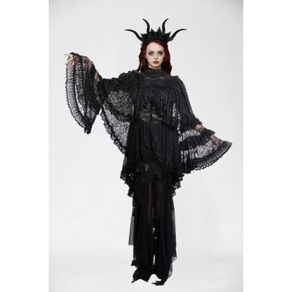 Dark in Love Zuri Vintage Lace Cape with Flowing Sleeves