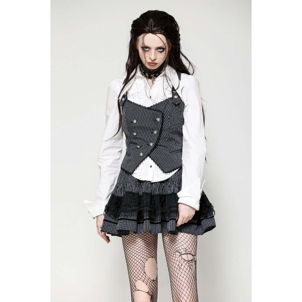 Dark in Love Gwyneth Dark Striped Corporate Goth Vest