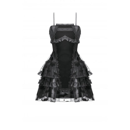 Dark in Love Morwenna Bat Mesh Layered Goth Mini Dress