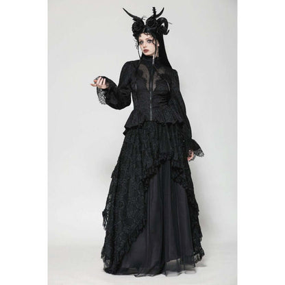 Dark in Love Felicity Gothic Lacey Zip Up Tailcoat Shirt