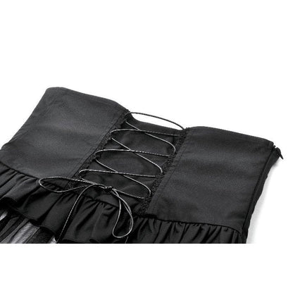 Dark in Love Draven Layered Mesh & Faux Leather Waist Cincher Skirt