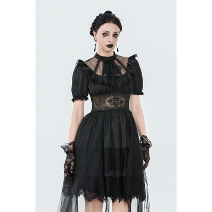 Dark in Love Ebon Rose High-Low Mesh & Lace Goth Dress