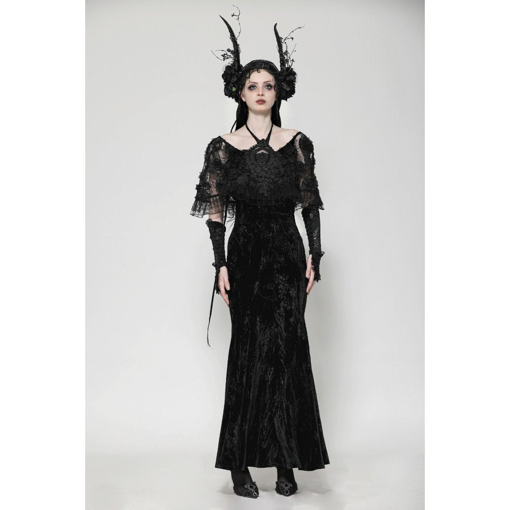 Dark in Love Alazne Dark Rose Embroidered Layered Mermaid Maxi Dress