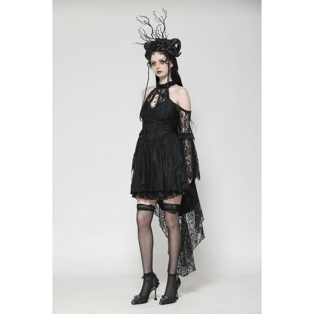 Dark in Love Gem Gothic Vine Lace Tail Dress